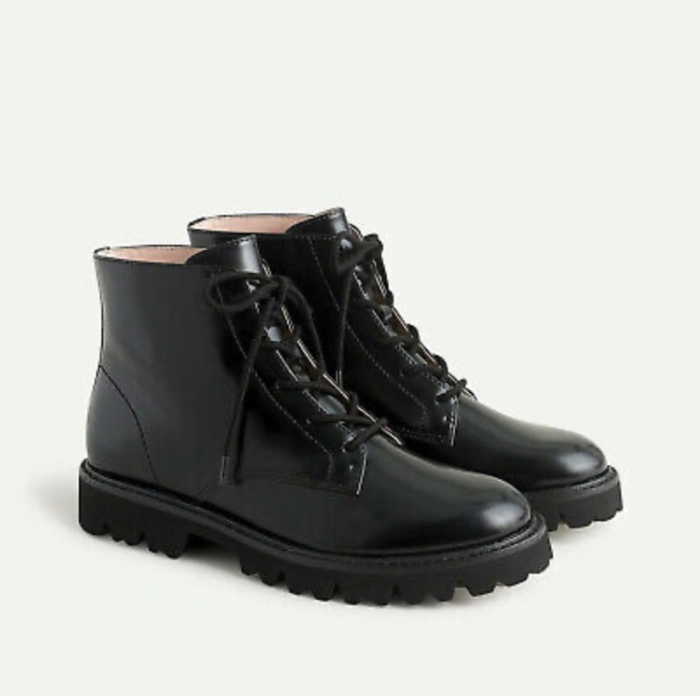 J. Crew black lug sole lace up boots